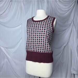 Vintage Preppy Academia Indie Polka Dot Women's Sweater Vest (M)